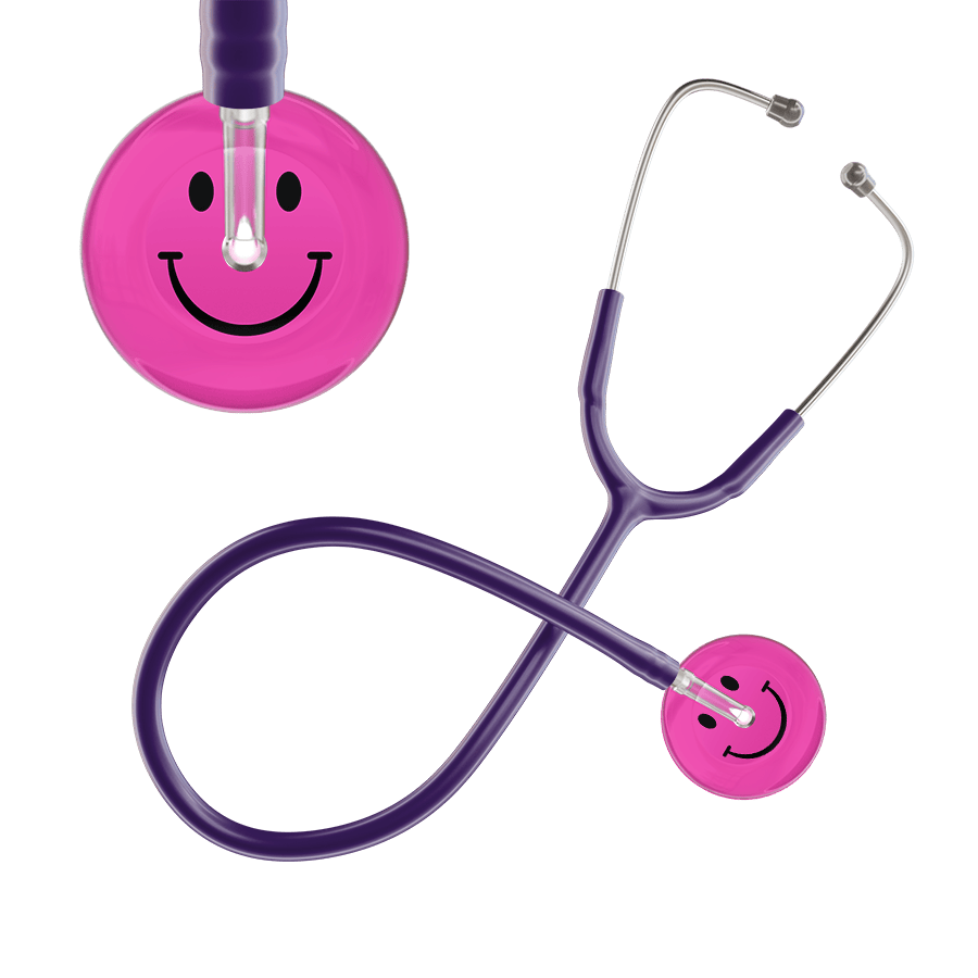 Ultrascope Single Stethoscope Smiley Face Hot Pink (HP) / Pediatric / Purple Dark Smiley Face Stethoscope
