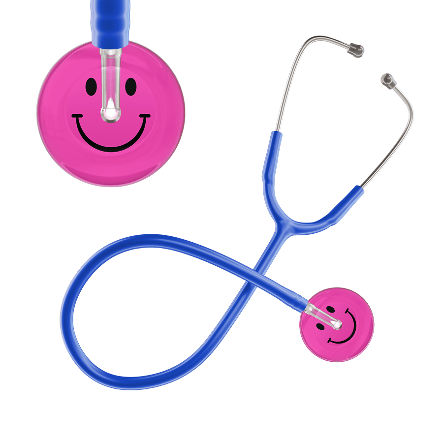 Ultrascope Single Stethoscope Smiley Face Hot Pink (HP) / Adult / Royal Blue Dark Smiley Face Stethoscope
