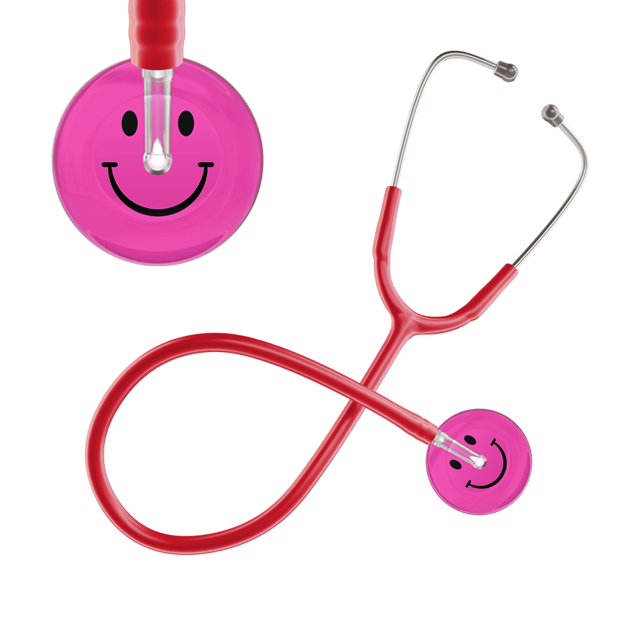 Ultrascope Single Stethoscope Smiley Face Hot Pink (HP) / Adult / Red Dark Smiley Face Stethoscope