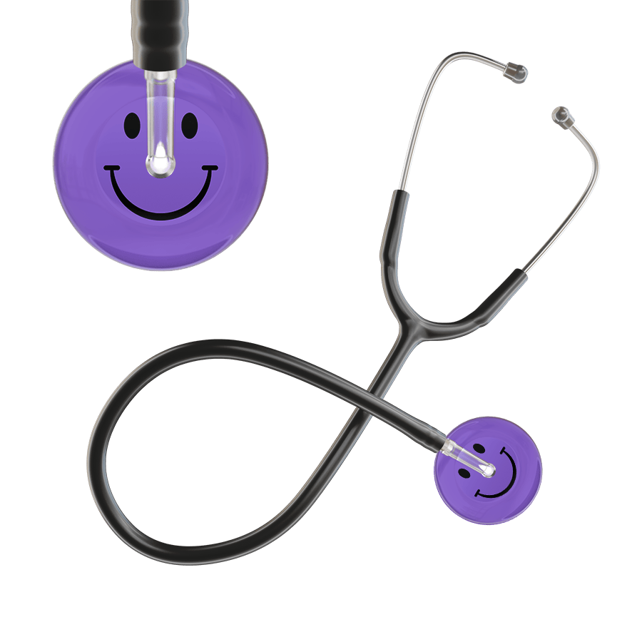 Ultrascope Single Stethoscope Smiley Face Lavender (LA) / Pediatric / Black Dark Smiley Face Stethoscope