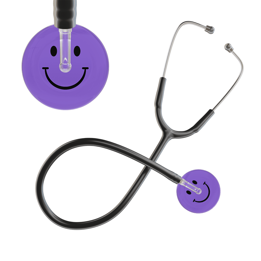Ultrascope Single Stethoscope Smiley Face Lavender (LA) / Adult / Black Smiley Face Stethoscope