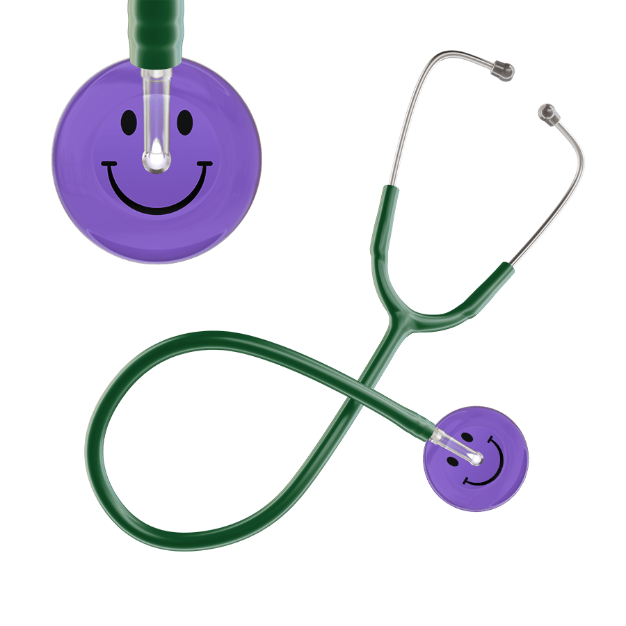 Ultrascope Single Stethoscope Smiley Face Lavender (LA) / Adult / Dark Green Dark Smiley Face Stethoscope