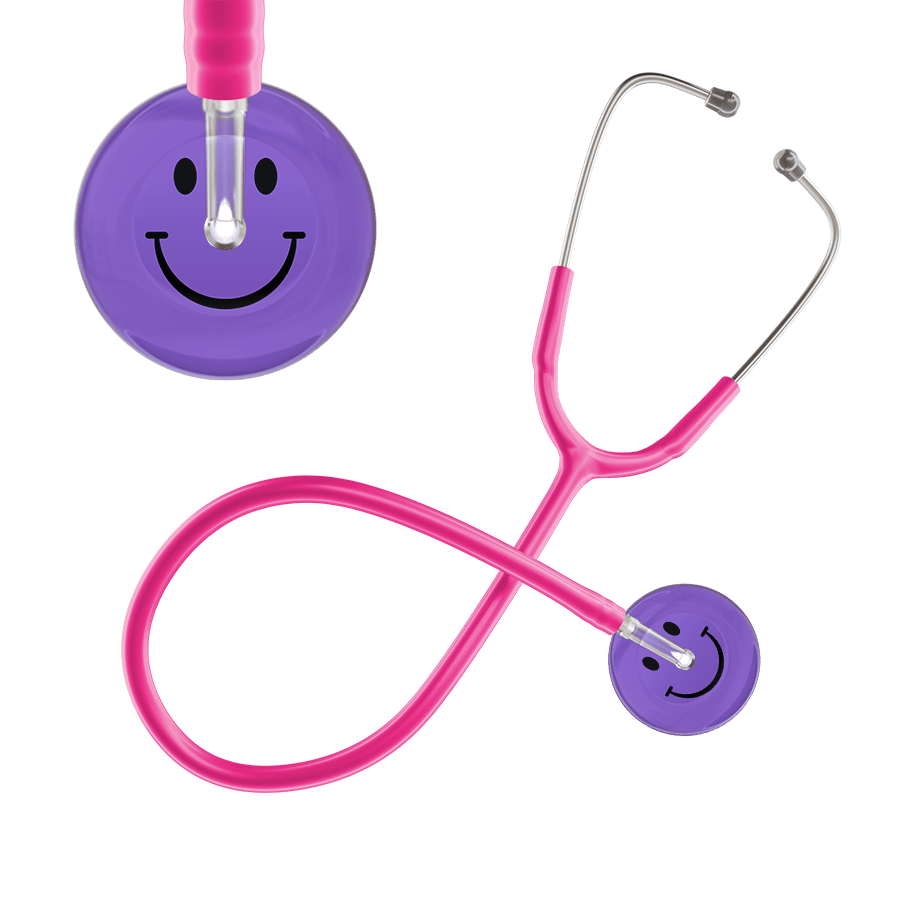 Ultrascope Single Stethoscope Smiley Face Lavender (LA) / Pediatric / Hot Pink Dark Smiley Face Stethoscope