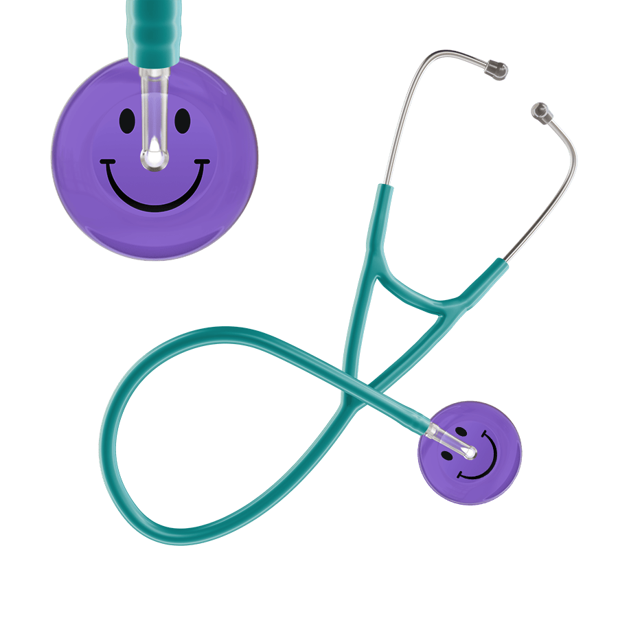 Ultrascope Single Stethoscope Smiley Face Lavender (LA) / Pediatric / Jade Dark Smiley Face Cardiology Stethoscope