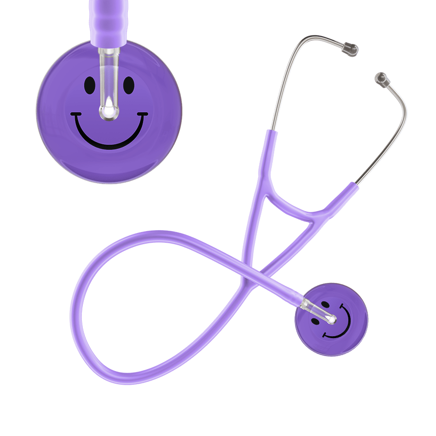 Ultrascope Single Stethoscope Smiley Face Lavender (LA) / Pediatric / Lavender Dark Smiley Face Cardiology Stethoscope
