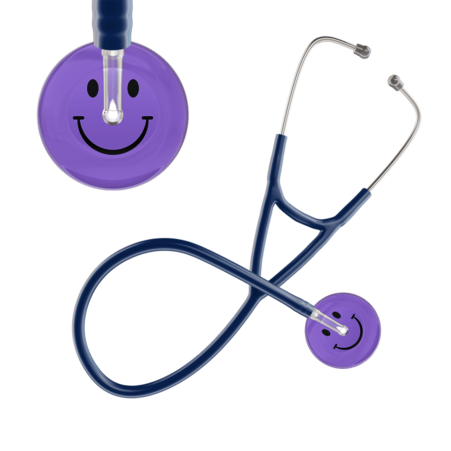 Ultrascope Single Stethoscope Smiley Face Lavender (LA) / Pediatric / Navy Dark Smiley Face Cardiology Stethoscope