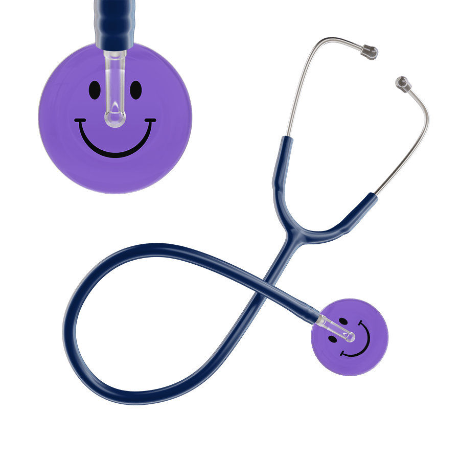 Ultrascope Single Stethoscope Smiley Face Lavender (LA) / Adult / Navy Smiley Face Stethoscope
