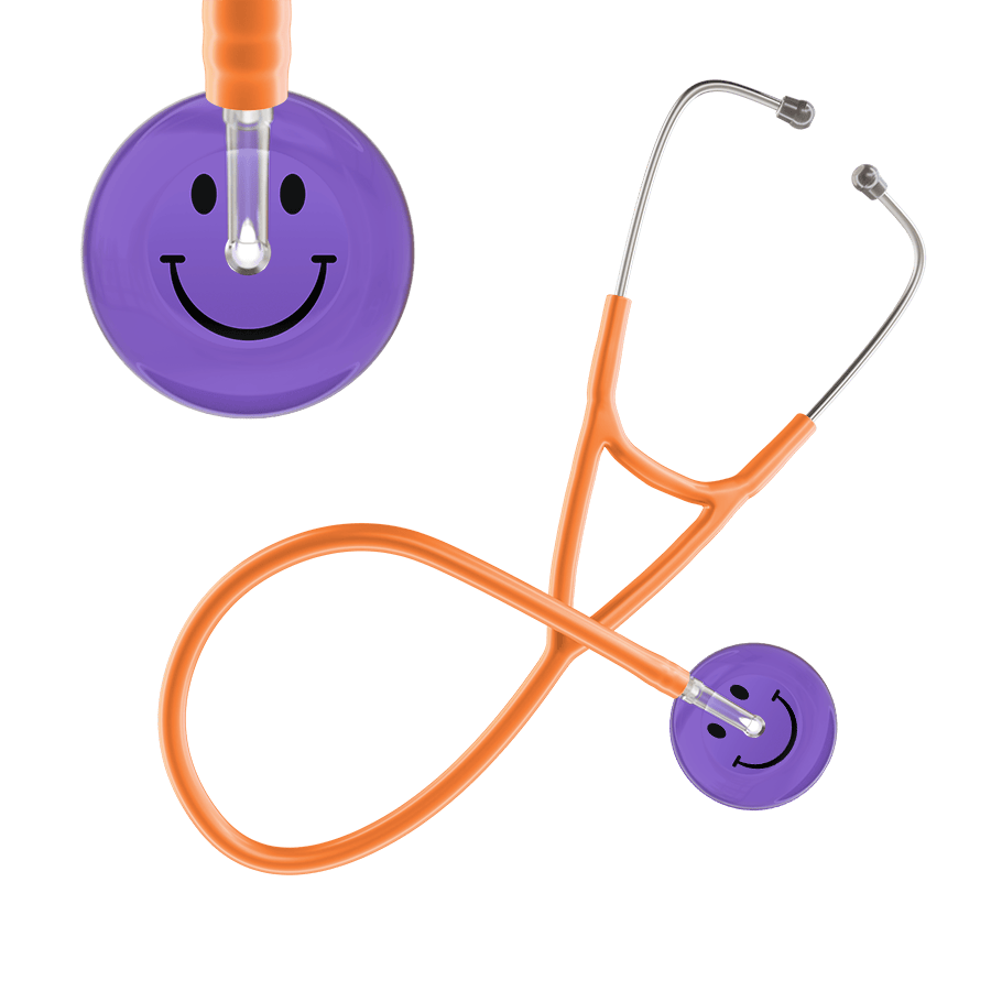 Ultrascope Single Stethoscope Smiley Face Lavender (LA) / Adult / Orange Dark Smiley Face Cardiology Stethoscope