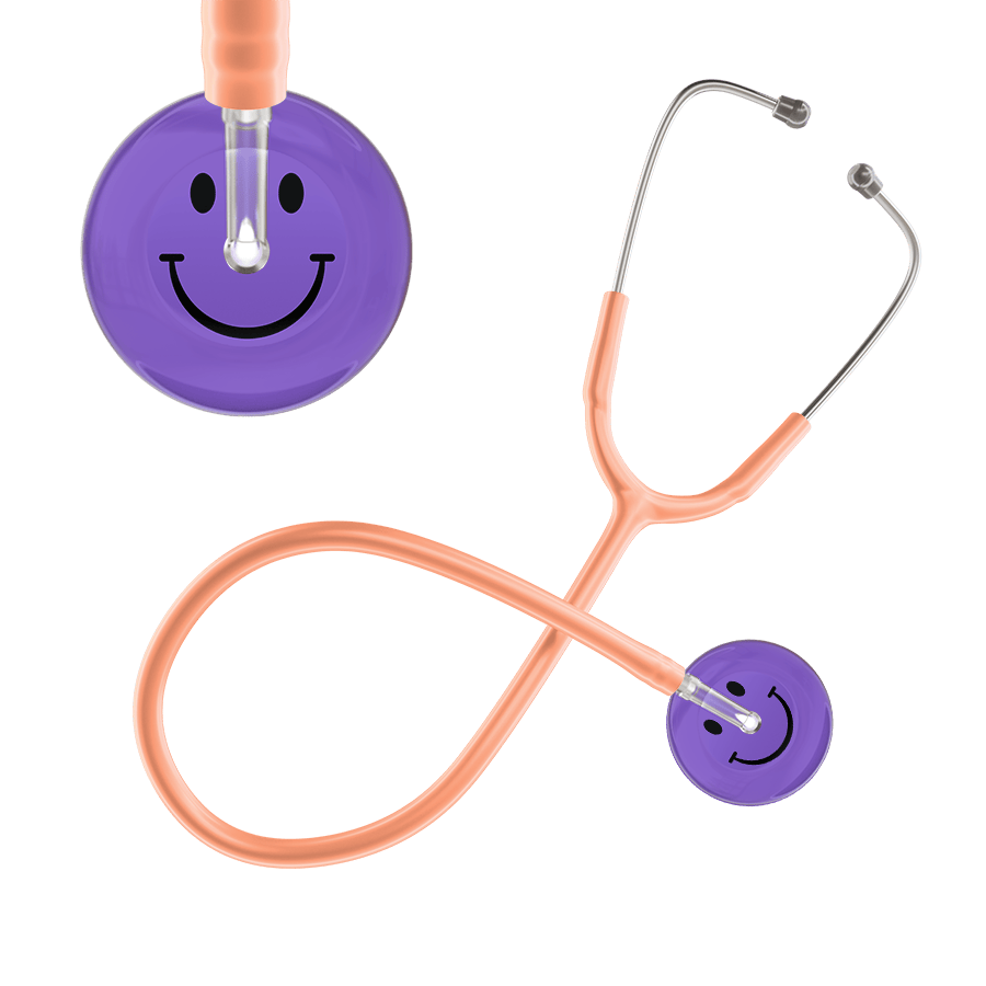 Ultrascope Single Stethoscope Smiley Face Lavender (LA) / Pediatric / Peach Dark Smiley Face Stethoscope