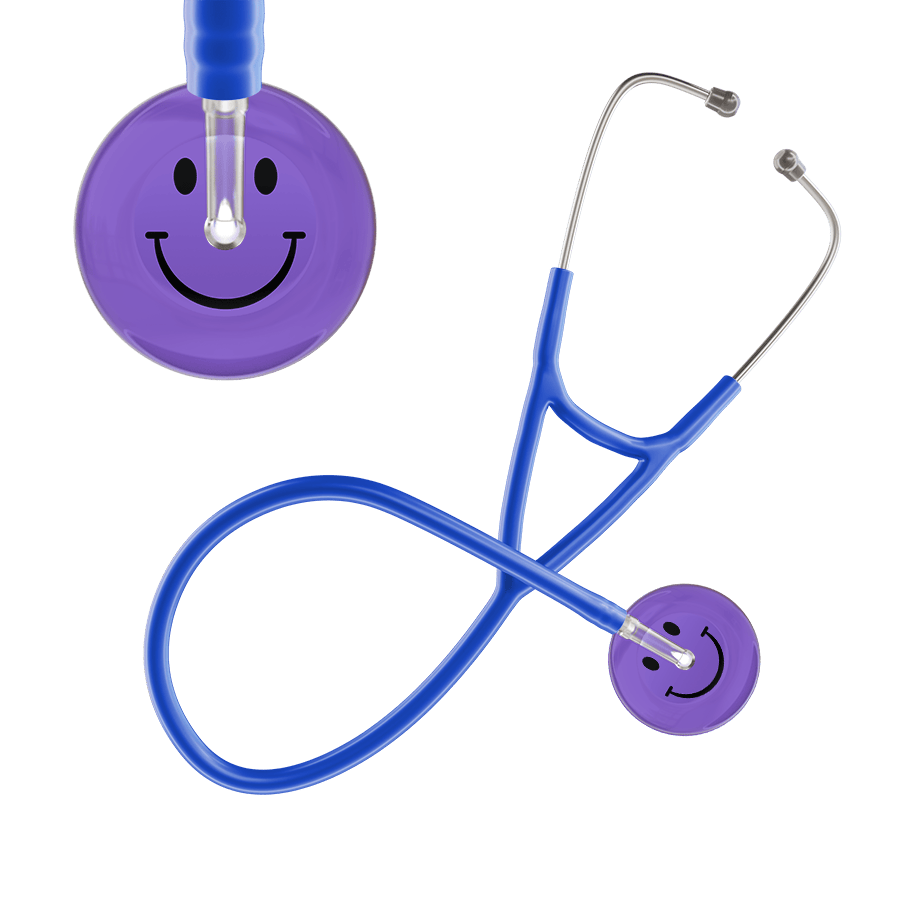 Ultrascope Single Stethoscope Smiley Face Lavender (LA) / Adult / Royal Blue Dark Smiley Face Cardiology Stethoscope