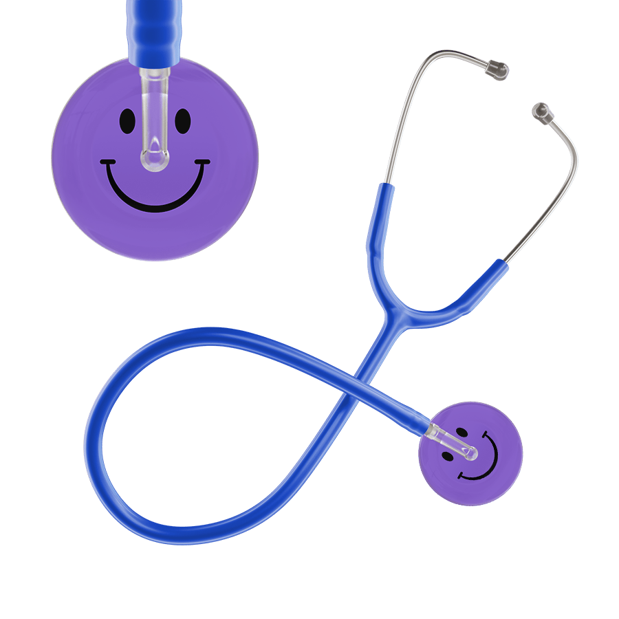 Ultrascope Single Stethoscope Smiley Face Lavender (LA) / Adult / Royal Blue Smiley Face Stethoscope