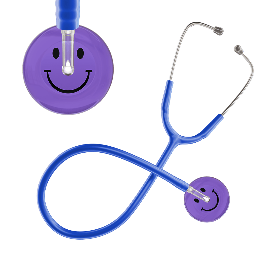 Ultrascope Single Stethoscope Smiley Face Lavender (LA) / Adult / Royal Blue Dark Smiley Face Stethoscope