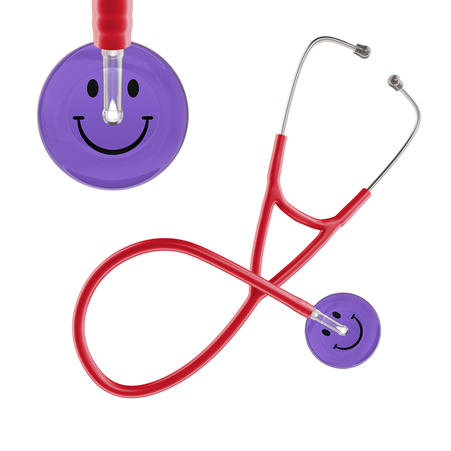 Ultrascope Single Stethoscope Smiley Face Lavender (LA) / Pediatric / Red Dark Smiley Face Cardiology Stethoscope
