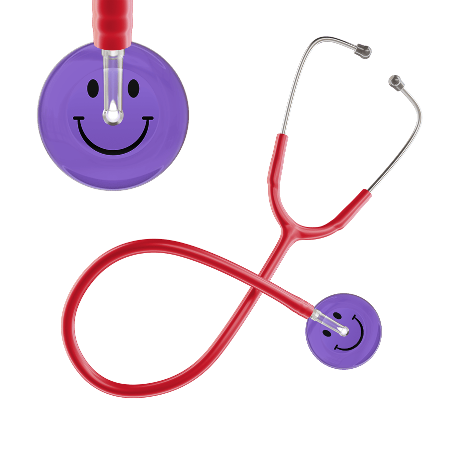 Ultrascope Single Stethoscope Smiley Face Lavender (LA) / Adult / Red Dark Smiley Face Stethoscope