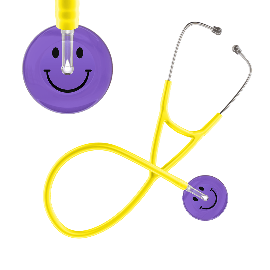 Ultrascope Single Stethoscope Smiley Face Lavender (LA) / Adult / Yellow Dark Smiley Face Cardiology Stethoscope