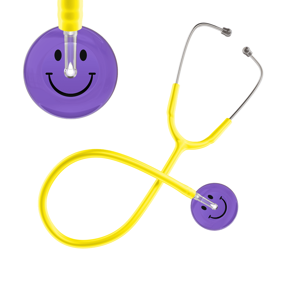 Ultrascope Single Stethoscope Smiley Face Lavender (LA) / Pediatric / Yellow Dark Smiley Face Stethoscope