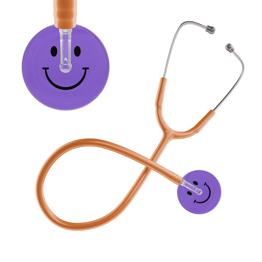 Ultrascope Single Stethoscope Smiley Face Lavender (LA) / Pediatric / Caramel Dark Smiley Face Stethoscope