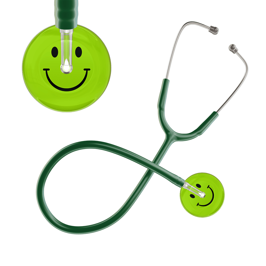 Ultrascope Single Stethoscope Smiley Face Lime Green (LG) / Adult / Dark Green Dark Smiley Face Stethoscope