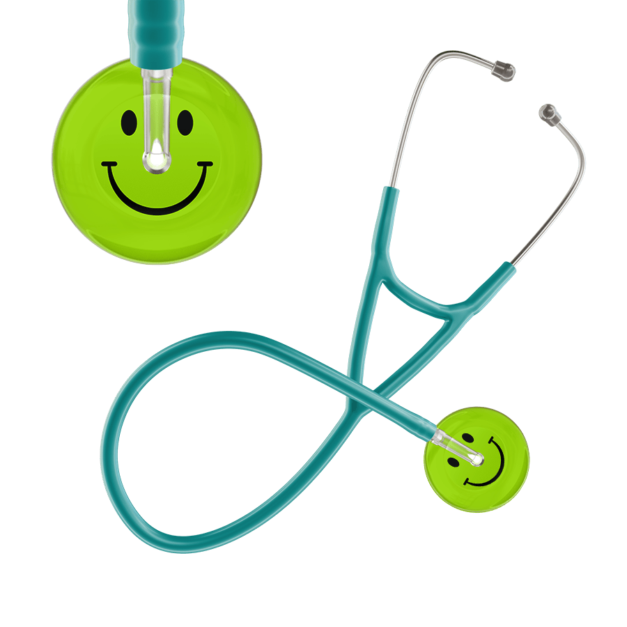 Ultrascope Single Stethoscope Smiley Face Lime Green (LG) / Pediatric / Jade Dark Smiley Face Cardiology Stethoscope