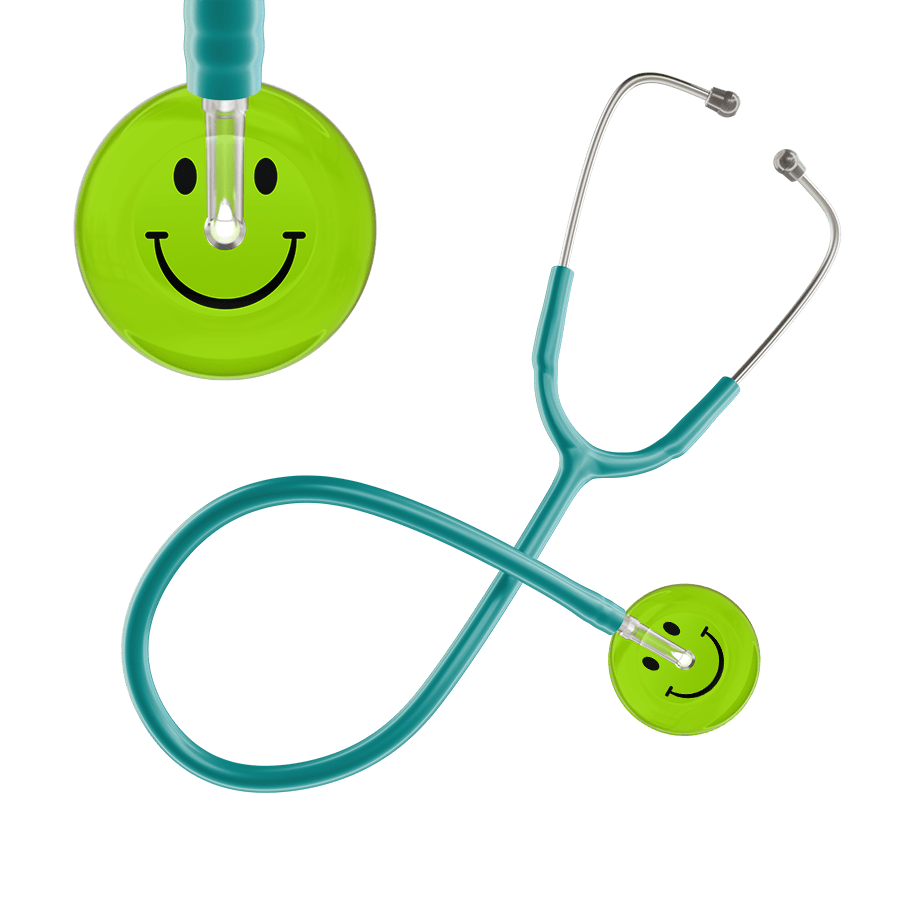 Ultrascope Single Stethoscope Smiley Face Lime Green (LG) / Pediatric / Jade Dark Smiley Face Stethoscope