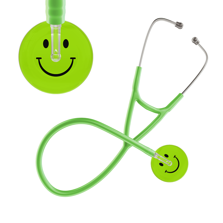 Ultrascope Single Stethoscope Smiley Face Lime Green (LG) / Adult / Lime Green Smiley Face Cardiology Stethoscope