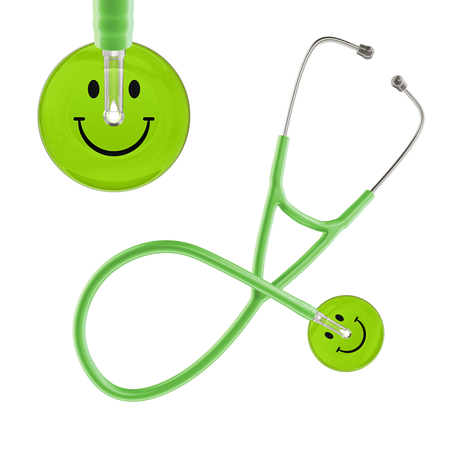 Ultrascope Single Stethoscope Smiley Face Lime Green (LG) / Pediatric / Lime Green Dark Smiley Face Cardiology Stethoscope