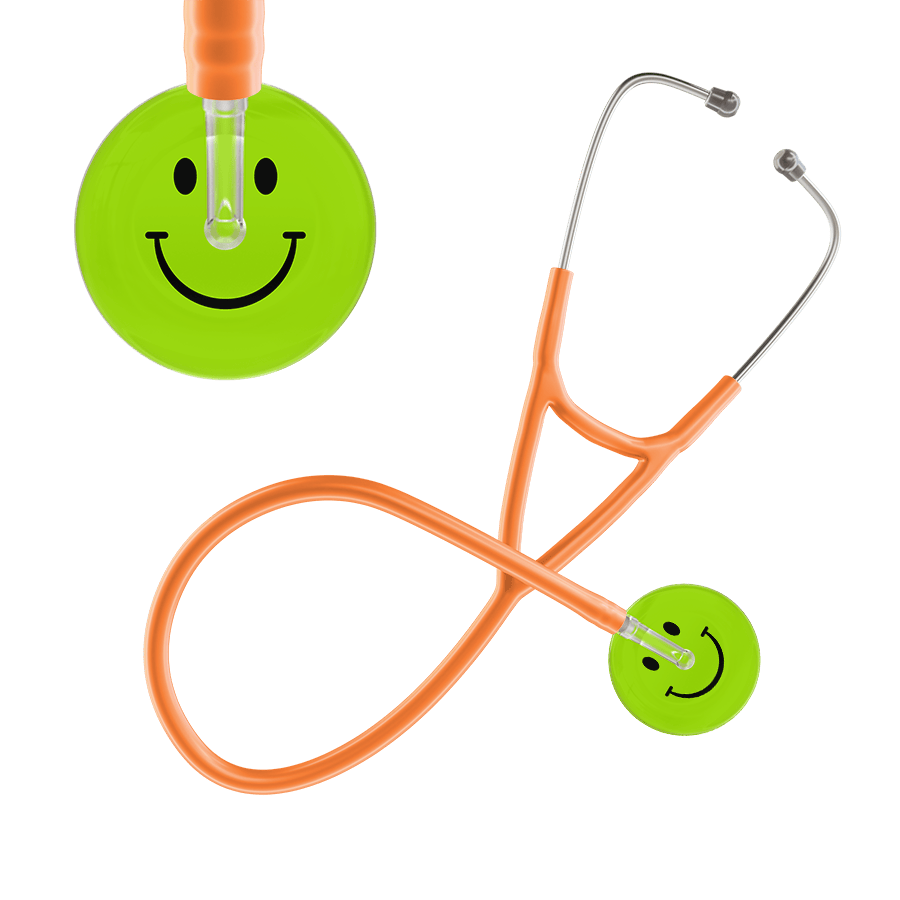 Ultrascope Single Stethoscope Smiley Face Lime Green (LG) / Adult / Orange Smiley Face Cardiology Stethoscope