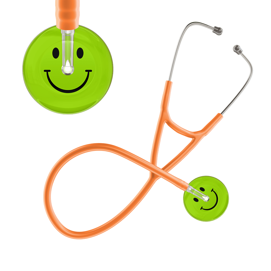 Ultrascope Single Stethoscope Smiley Face Lime Green (LG) / Adult / Orange Dark Smiley Face Cardiology Stethoscope