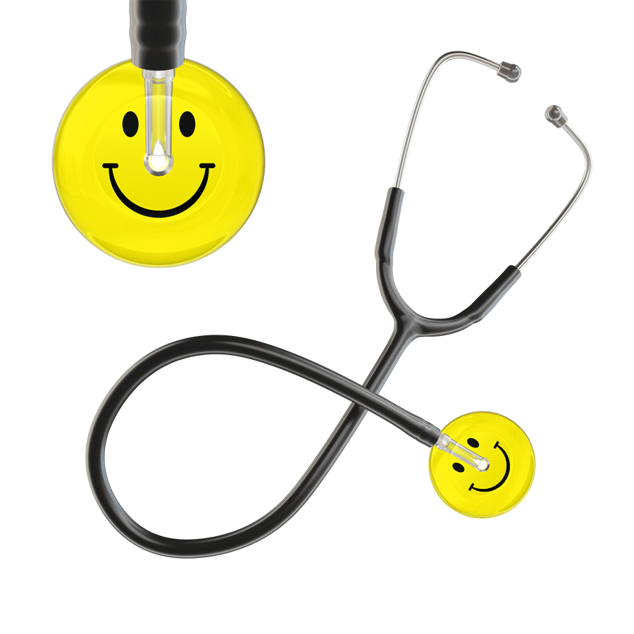 Ultrascope Single Stethoscope Smiley Face Lemon (LM) / Pediatric / Black Light Smiley Face Stethoscope