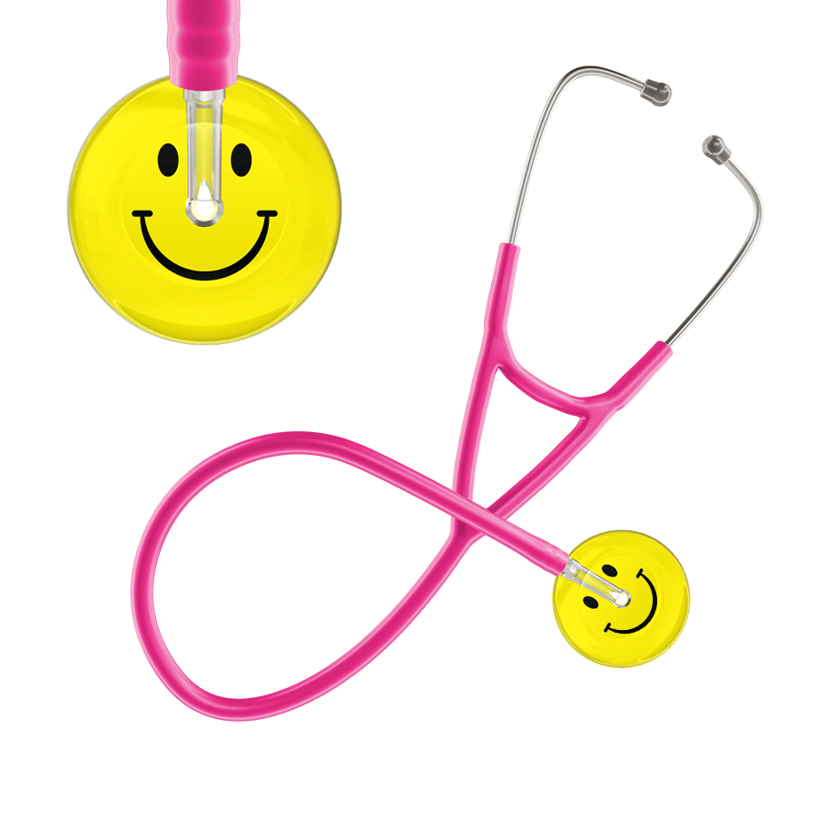 Ultrascope Single Stethoscope Smiley Face Lemon (LM) / Pediatric / Hot Pink Light Smiley Face Cardiology Stethoscope