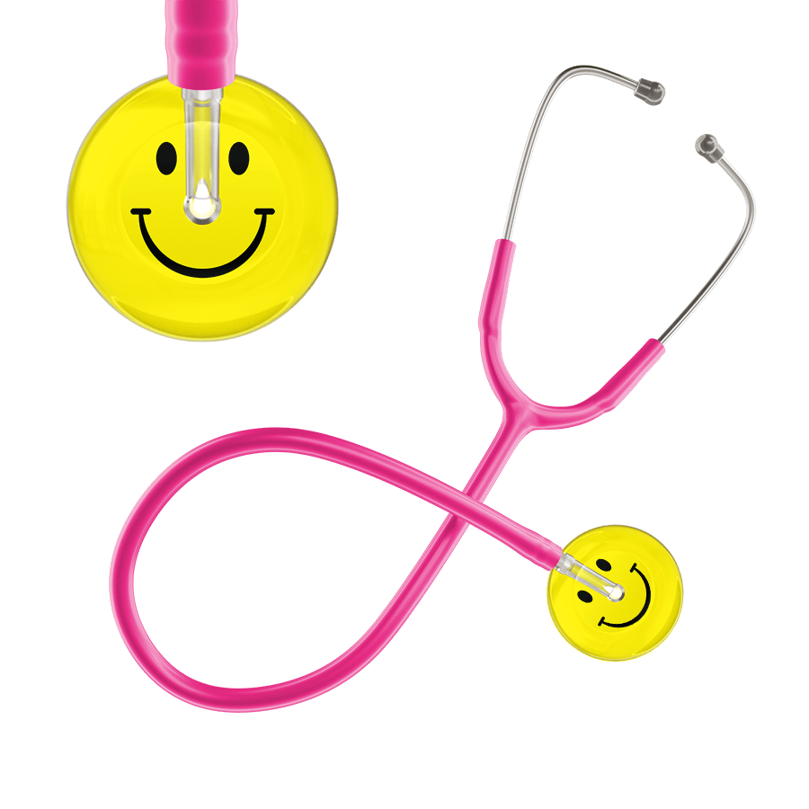 Ultrascope Single Stethoscope Smiley Face Lemon (LM) / Pediatric / Hot Pink Light Smiley Face Stethoscope