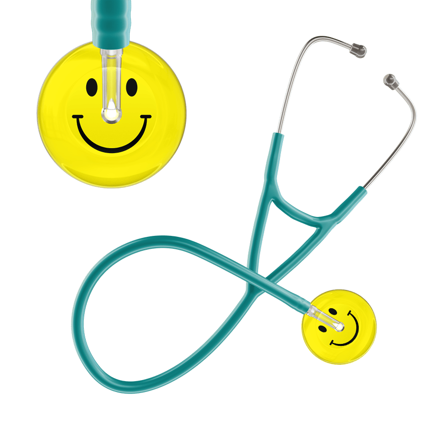 Ultrascope Single Stethoscope Smiley Face Lemon (LM) / Adult / Jade Light Smiley Face Cardiology Stethoscope