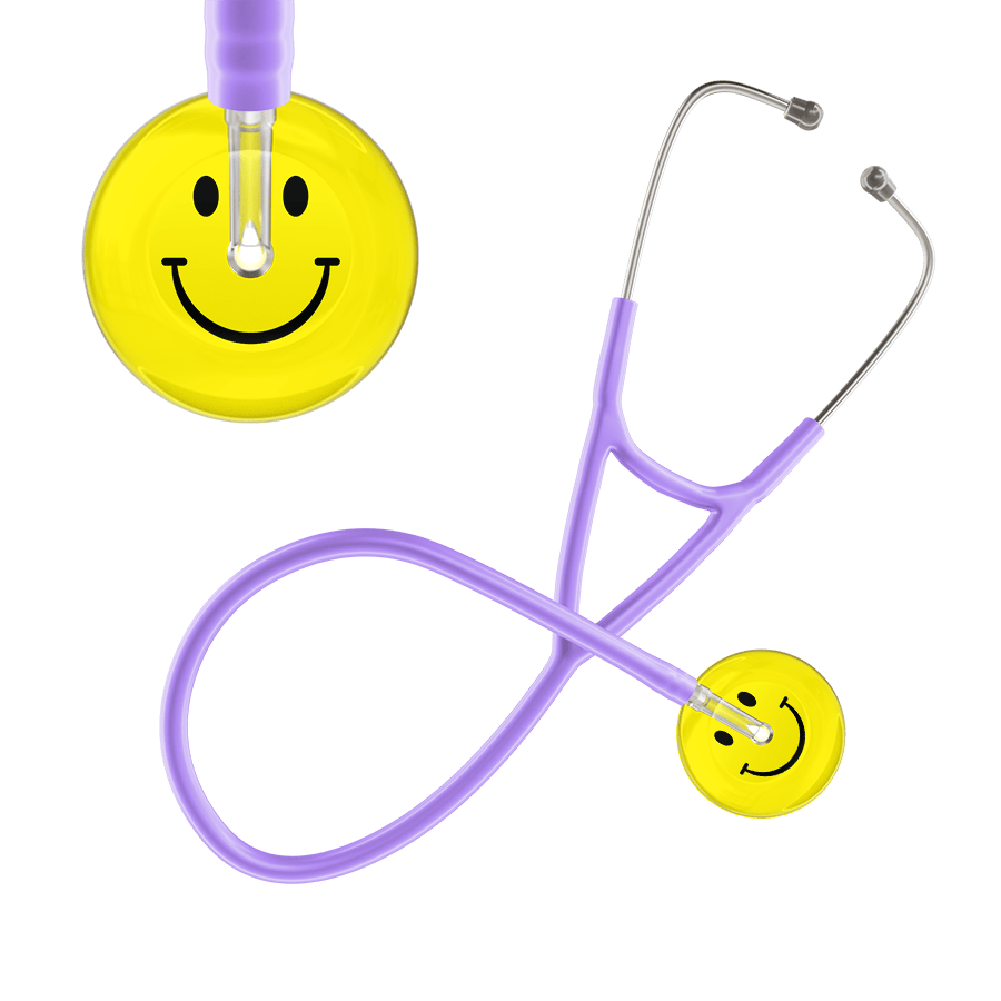 Ultrascope Single Stethoscope Smiley Face Lemon (LM) / Adult / Lavender Light Smiley Face Cardiology Stethoscope