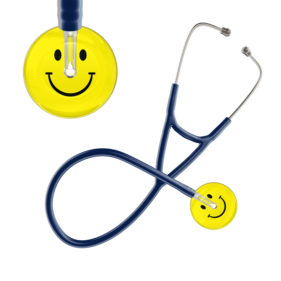 Ultrascope Single Stethoscope Smiley Face Lemon (LM) / Pediatric / Navy Light Smiley Face Cardiology Stethoscope