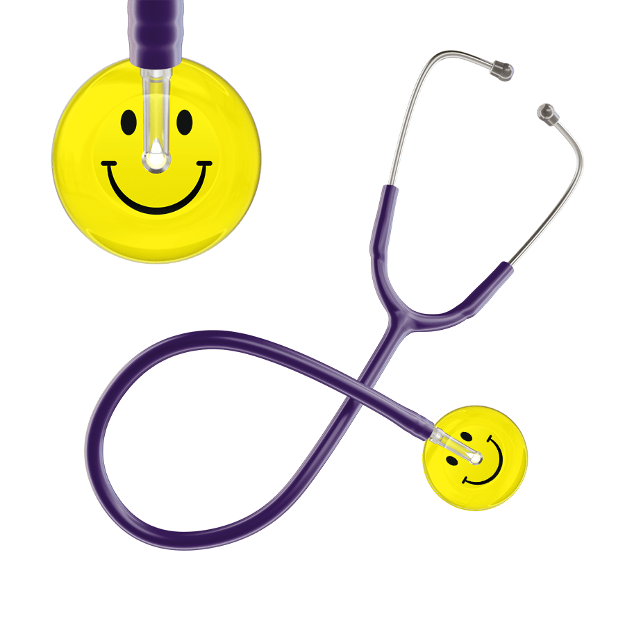 Ultrascope Single Stethoscope Smiley Face Lemon (LM) / Adult / Purple Light Smiley Face Stethoscope