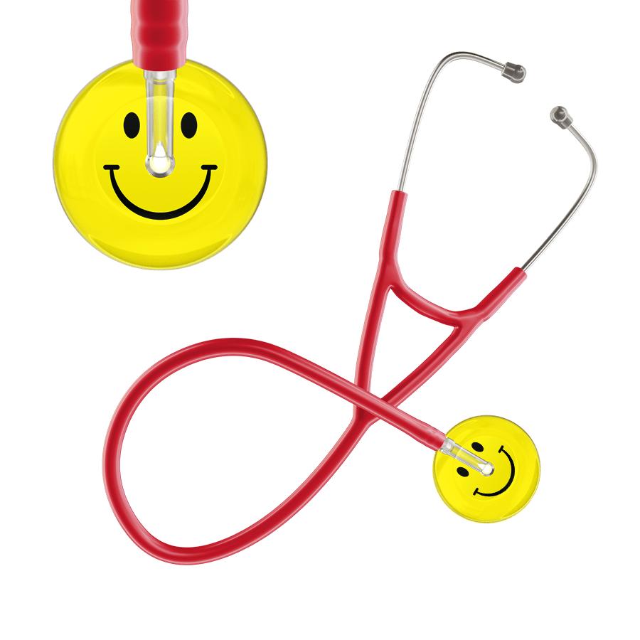Ultrascope Single Stethoscope Smiley Face Lemon (LM) / Pediatric / Red Light Smiley Face Cardiology Stethoscope