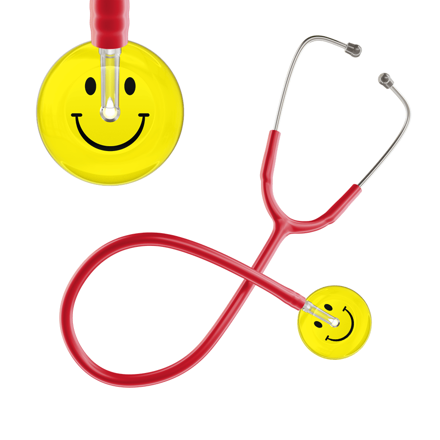 Ultrascope Single Stethoscope Smiley Face Lemon (LM) / Pediatric / Red Light Smiley Face Stethoscope