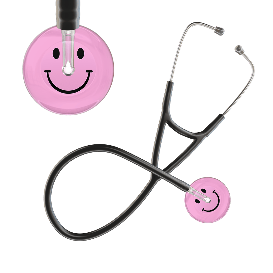 Ultrascope Single Stethoscope Smiley Face Light Pink (LP) / Adult / Black Light Smiley Face Cardiology Stethoscope