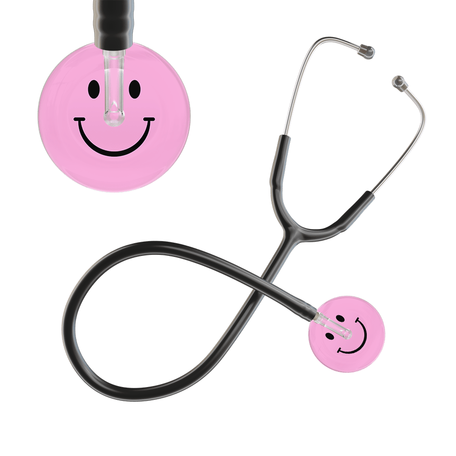 Ultrascope Single Stethoscope Smiley Face Light Pink (LP) / Adult / Black Smiley Face Stethoscope
