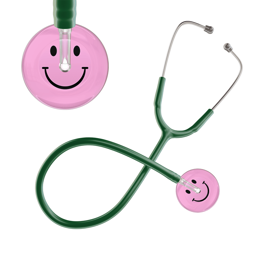 Ultrascope Single Stethoscope Smiley Face Light Pink (LP) / Adult / Dark Green Light Smiley Face Stethoscope
