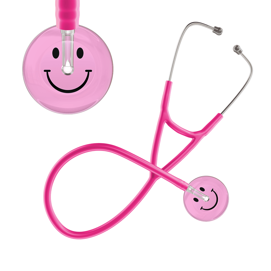 Ultrascope Single Stethoscope Smiley Face Light Pink (LP) / Adult / Hot Pink Light Smiley Face Cardiology Stethoscope