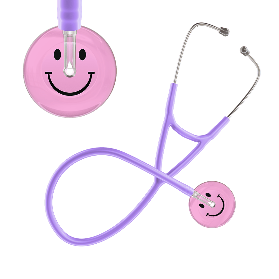 Ultrascope Single Stethoscope Smiley Face Light Pink (LP) / Adult / Lavender Light Smiley Face Cardiology Stethoscope