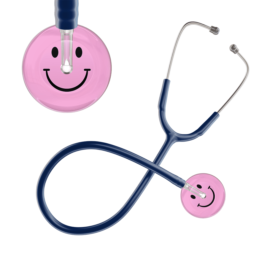 Ultrascope Single Stethoscope Smiley Face Light Pink (LP) / Pediatric / Navy Light Smiley Face Stethoscope