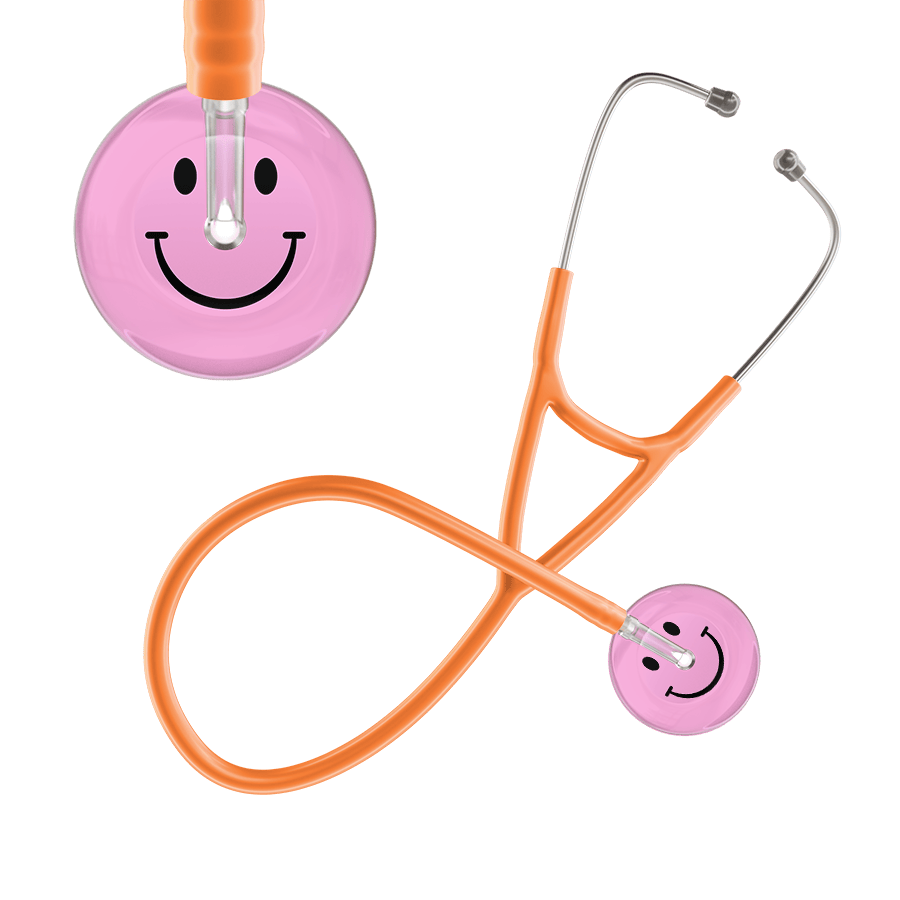 Ultrascope Single Stethoscope Smiley Face Light Pink (LP) / Adult / Orange Light Smiley Face Cardiology Stethoscope