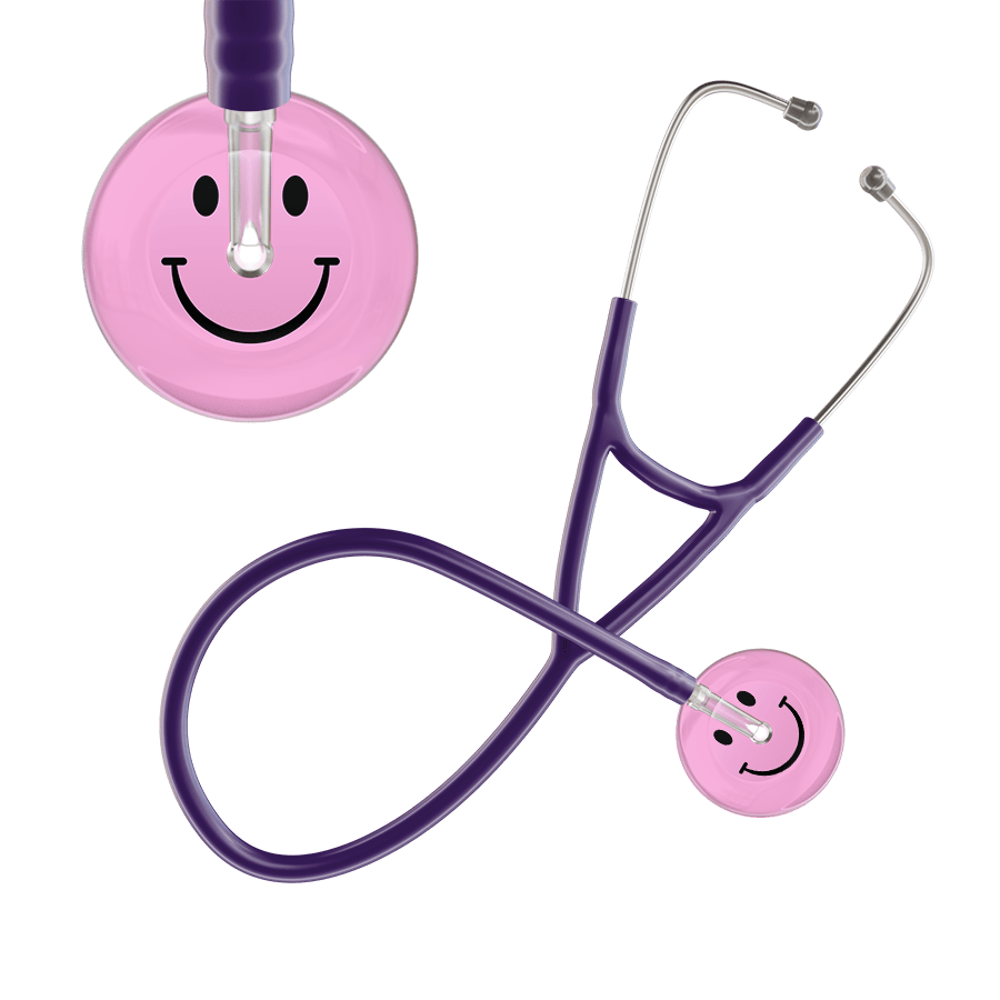 Ultrascope Single Stethoscope Smiley Face Light Pink (LP) / Adult / Purple Light Smiley Face Cardiology Stethoscope