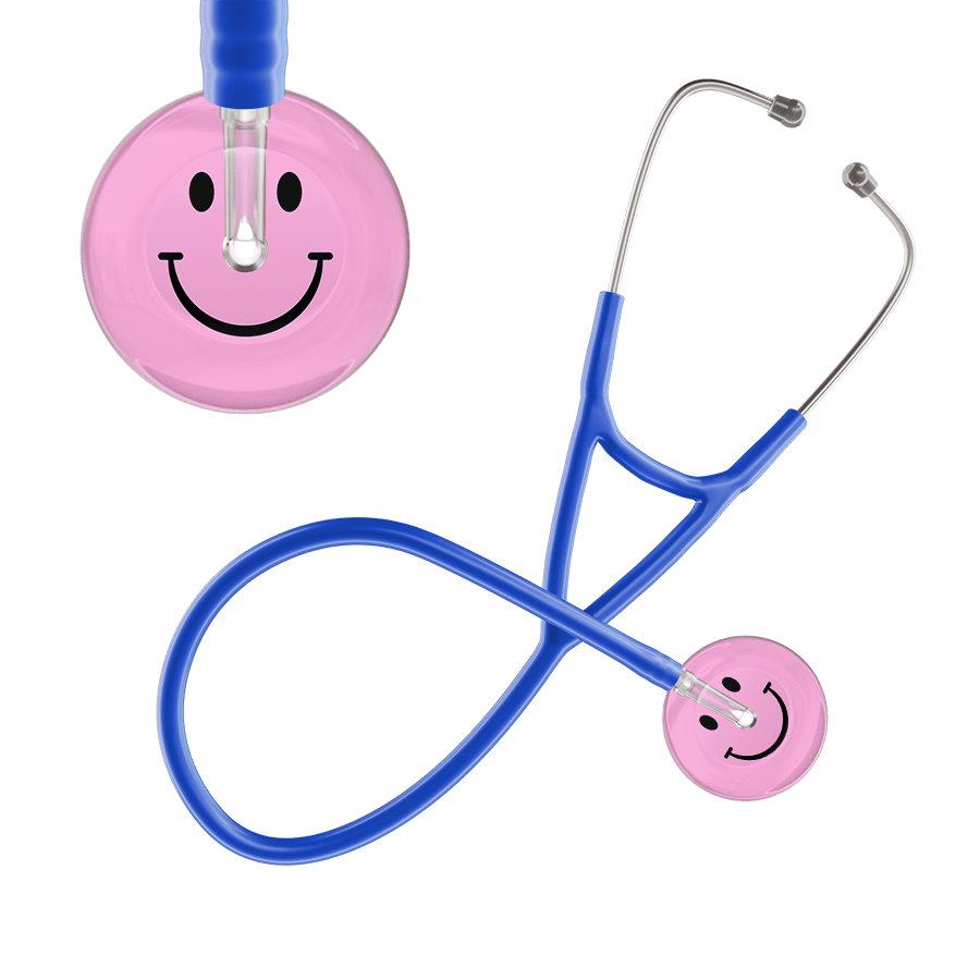Ultrascope Single Stethoscope Smiley Face Light Pink (LP) / Adult / Royal Blue Light Smiley Face Cardiology Stethoscope