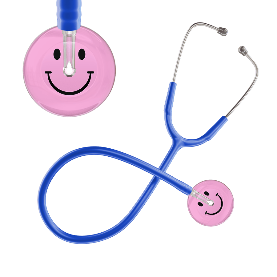 Ultrascope Single Stethoscope Smiley Face Light Pink (LP) / Adult / Royal Blue Light Smiley Face Stethoscope