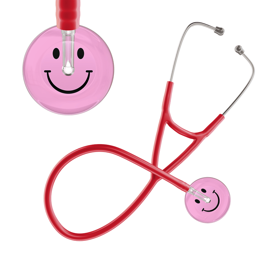 Ultrascope Single Stethoscope Smiley Face Light Pink (LP) / Adult / Red Light Smiley Face Cardiology Stethoscope