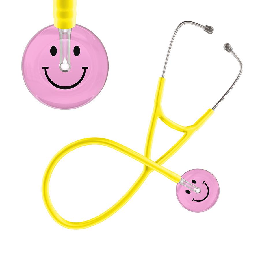 Ultrascope Single Stethoscope Smiley Face Light Pink (LP) / Adult / Yellow Light Smiley Face Cardiology Stethoscope