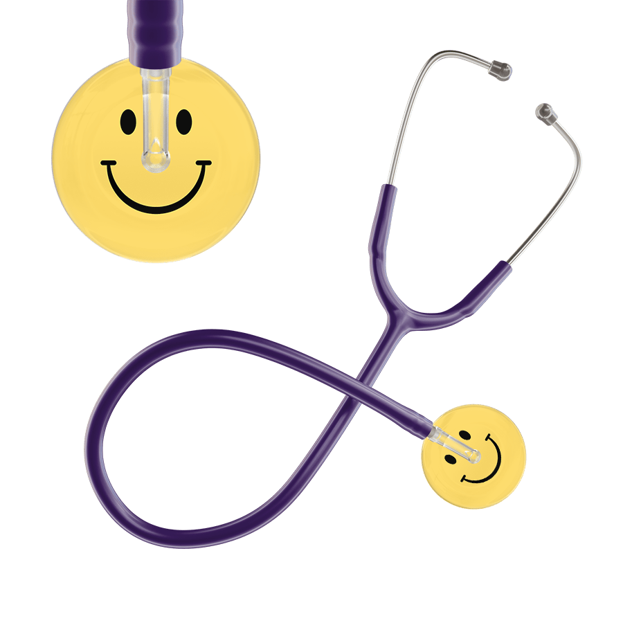 Ultrascope Single Stethoscope Smiley Face Yellow (LY) / Adult / Purple Smiley Face Stethoscope
